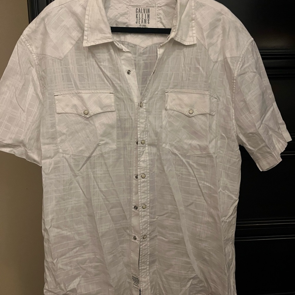 Calvin Klein Jeans White Casual Button Down Shirt